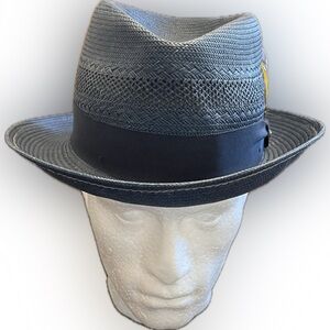 Male Fedora Nearly New Blue Kangol Straw Hat